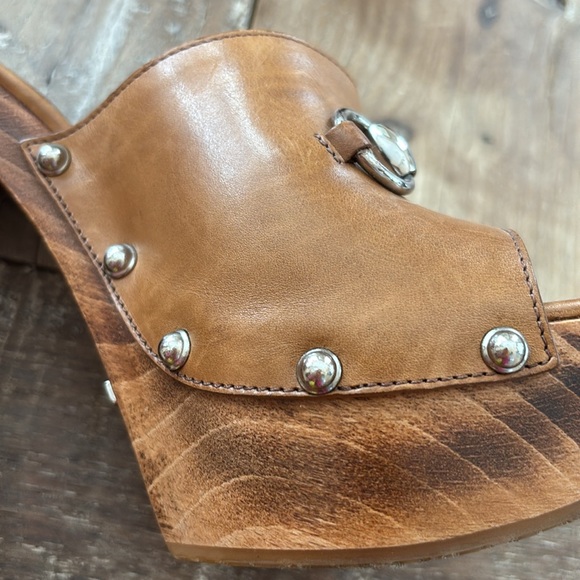 Gucci VINTAGE Brown Leather Marina Horsrbit Platform Mules - Picture 11 of 12